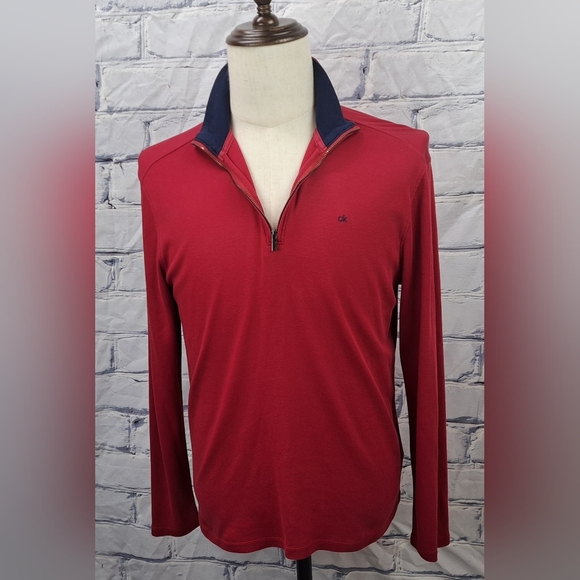 Calvin Klein Men's Liquid Touch Half Zip Pullover  Jacket Red Lightweight Small - Picture 6 of 8